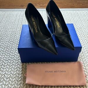STUART WEITZMAN Leather Block Heel Pumps - Black, size 9.5B